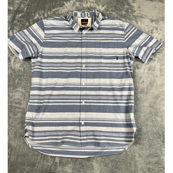 Quiksilver Striped Button Down Shirt Men's 2XL Blue White Regular Fit - Picture 1 of 10